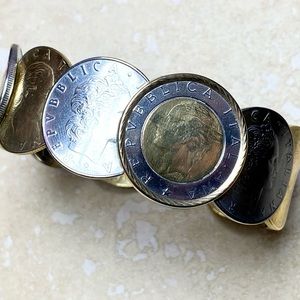 Italian Lira Coin Cuff Bracelet
